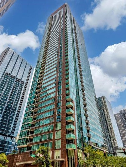 Architect's color drawing of the Park West residence tower.